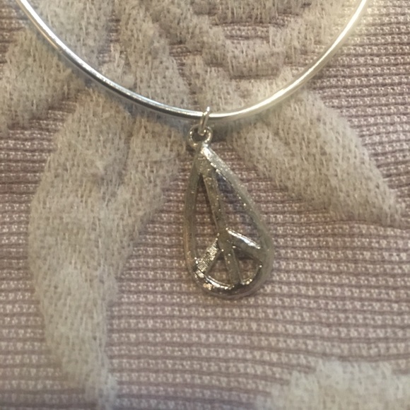 Silver-tone Bangle with Peace Sign - Picture 2 of 2