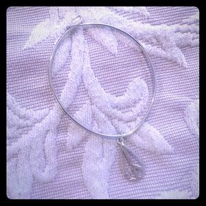 Silver-tone Bangle with Peace Sign