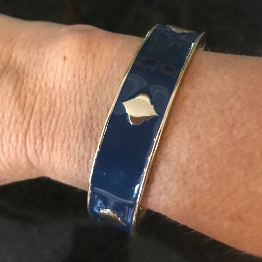 Navy blue enamel and gold bracelet