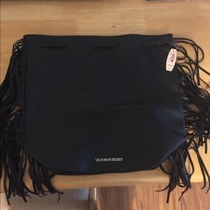 Victoria's Secret Black Drawstring Bag NWT