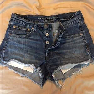 American eagle button fly, high waisted, shorts.