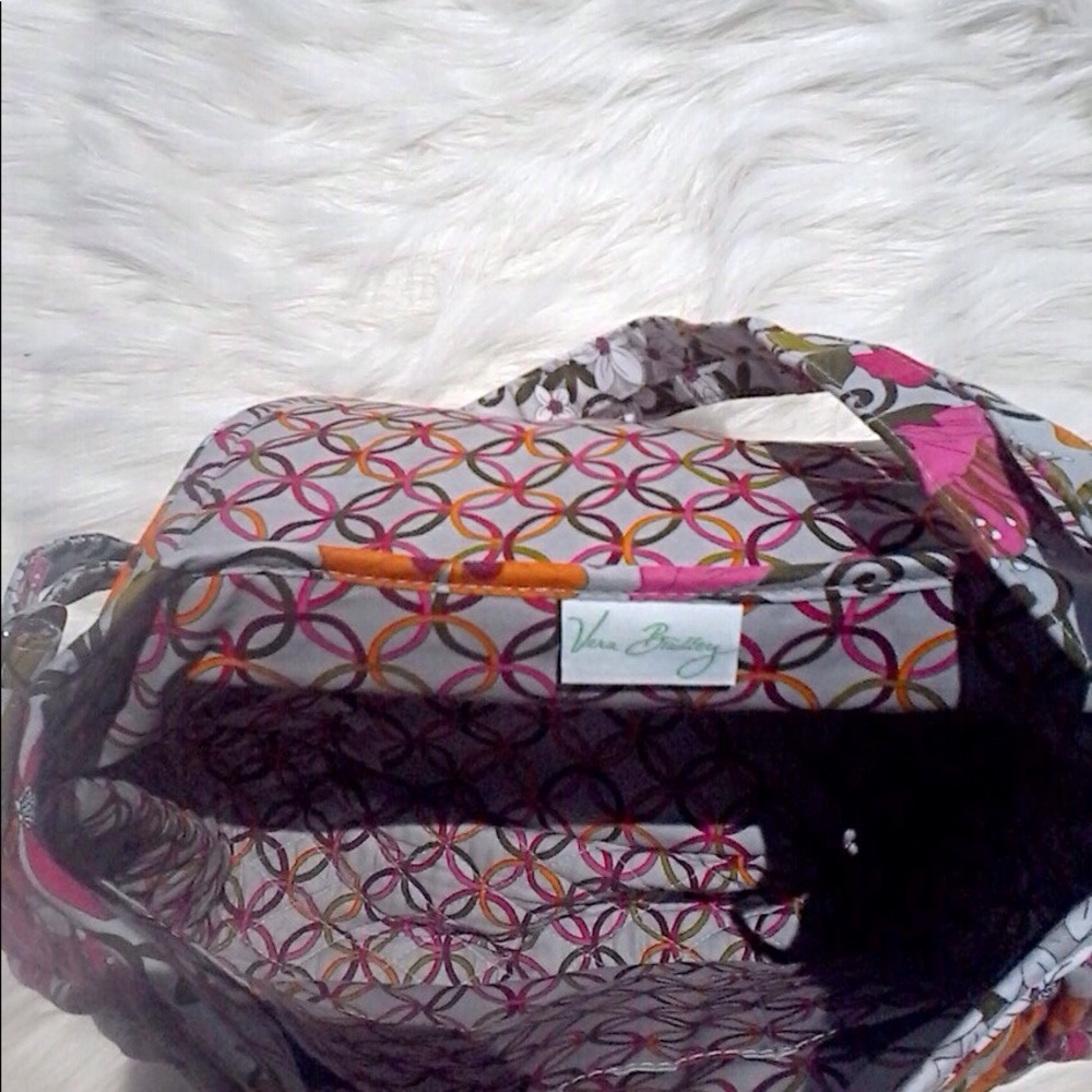 Vera Bradley Floral Cloth Fabric Pink White Green Ring Clasp Shoulder Bag Purse - Picture 3 of 3