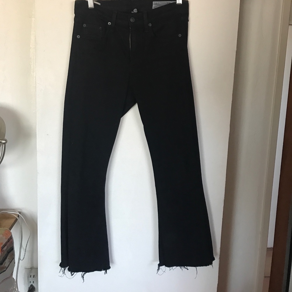 Rag and Bone black denim cropped Flare Size 27