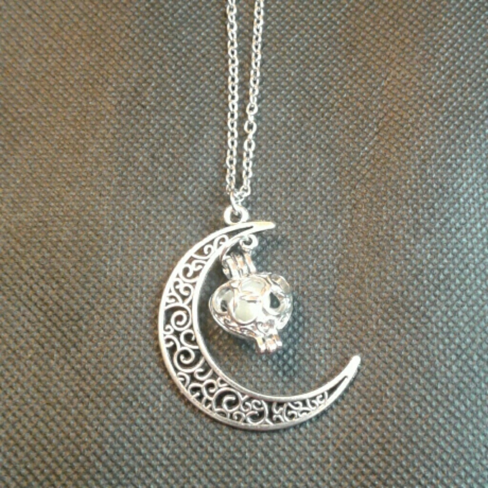 Silver sliver half moon necklace