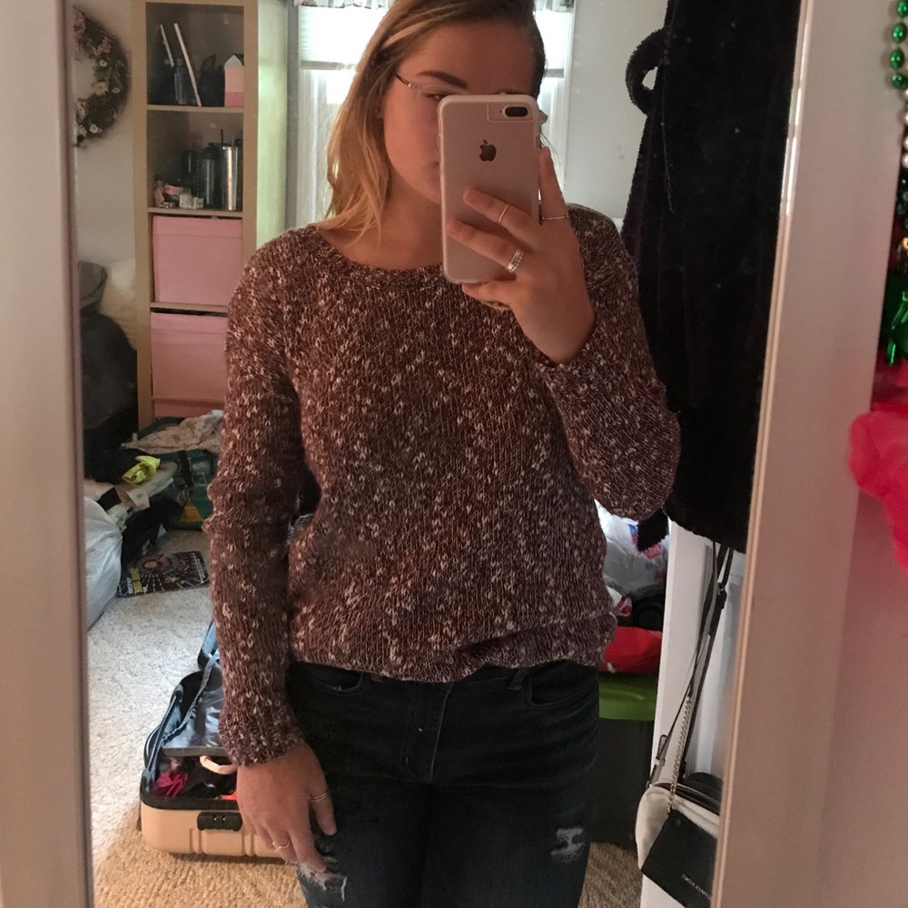 Maroon and White Cozy Sweater