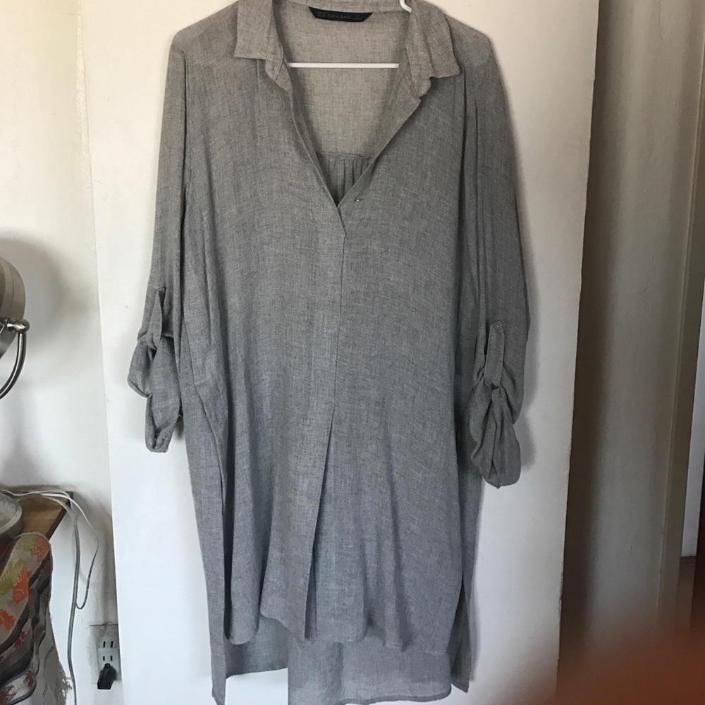 Zara Grey Linen Tunic - Size XL - new
