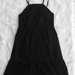 Brand New Loft Size 0P Black Eyelet Midi Dress