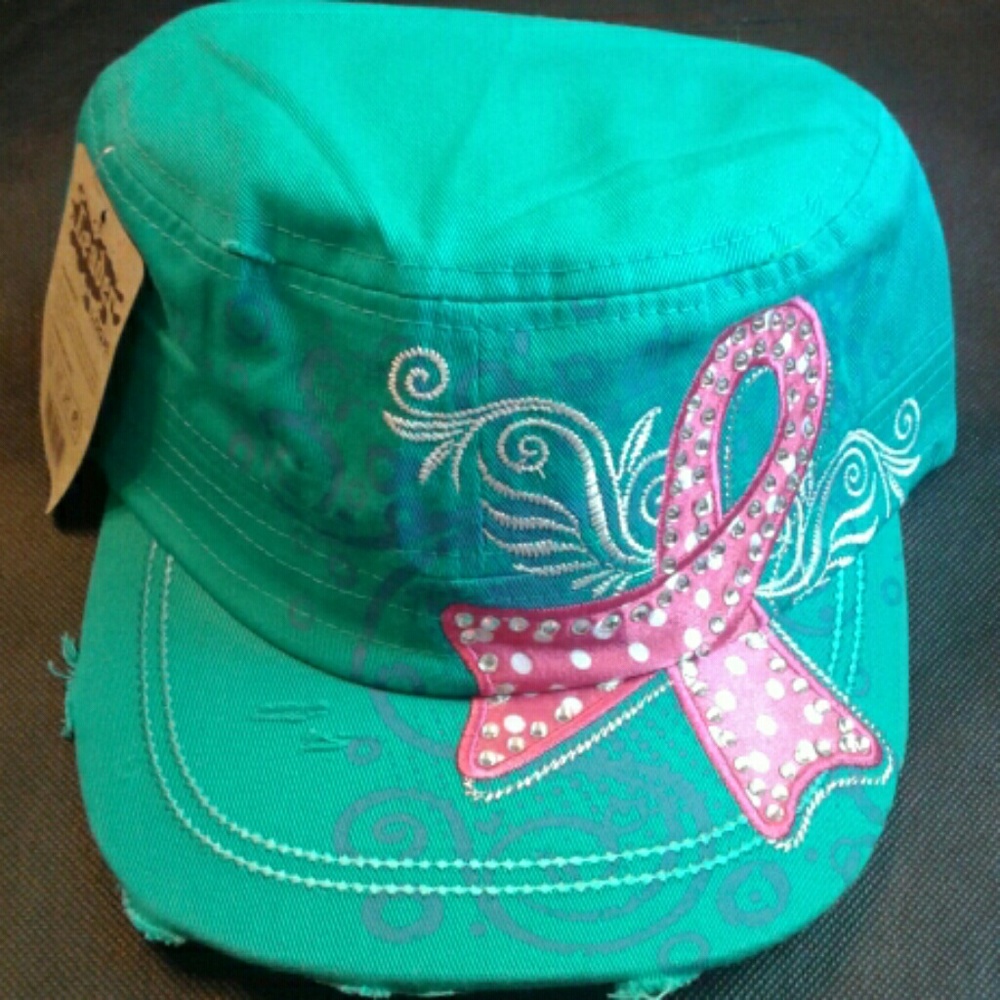 Teal and pink cap
