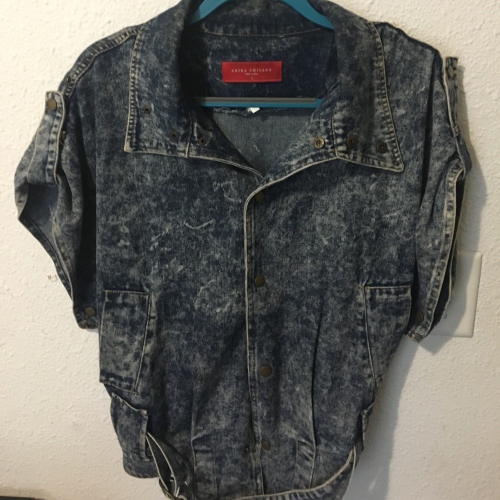 Akira Chicago dark stone wash jacket