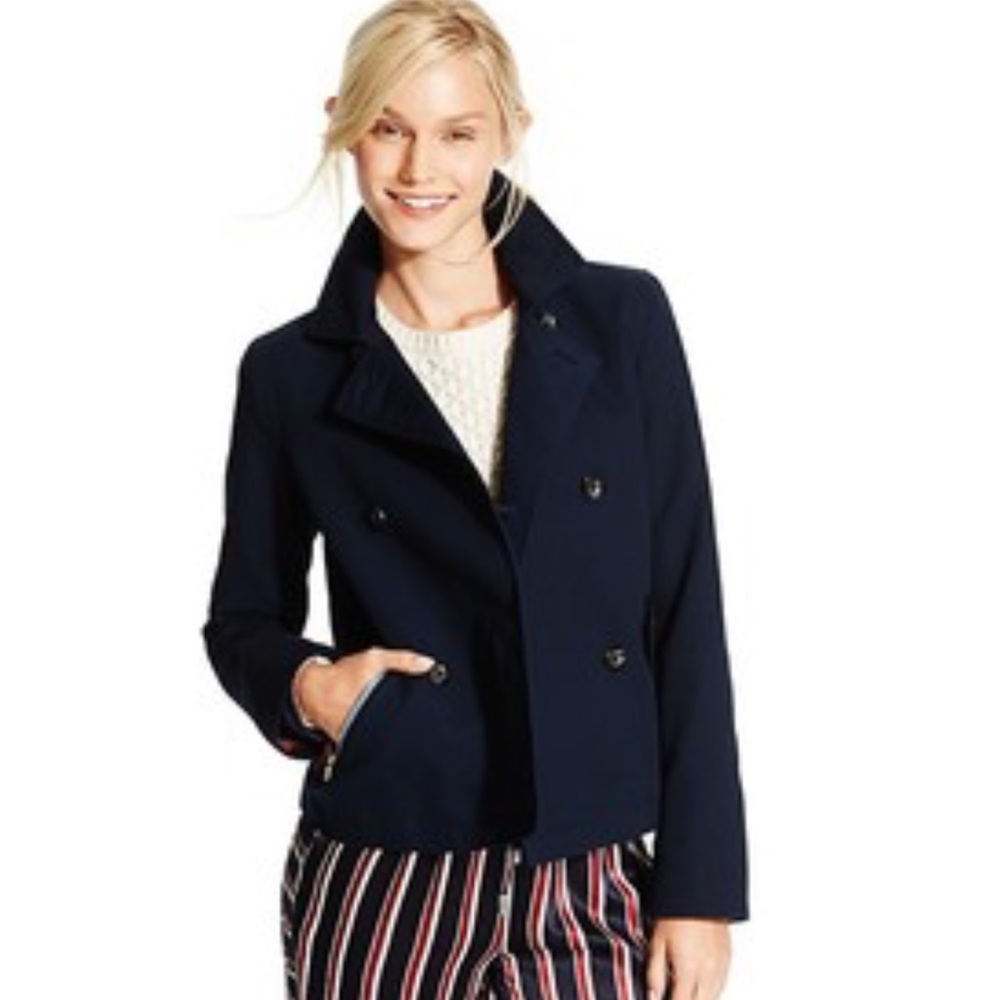 NWT Tommy Hilfiger Cropped Peacoat Masters Navy XS