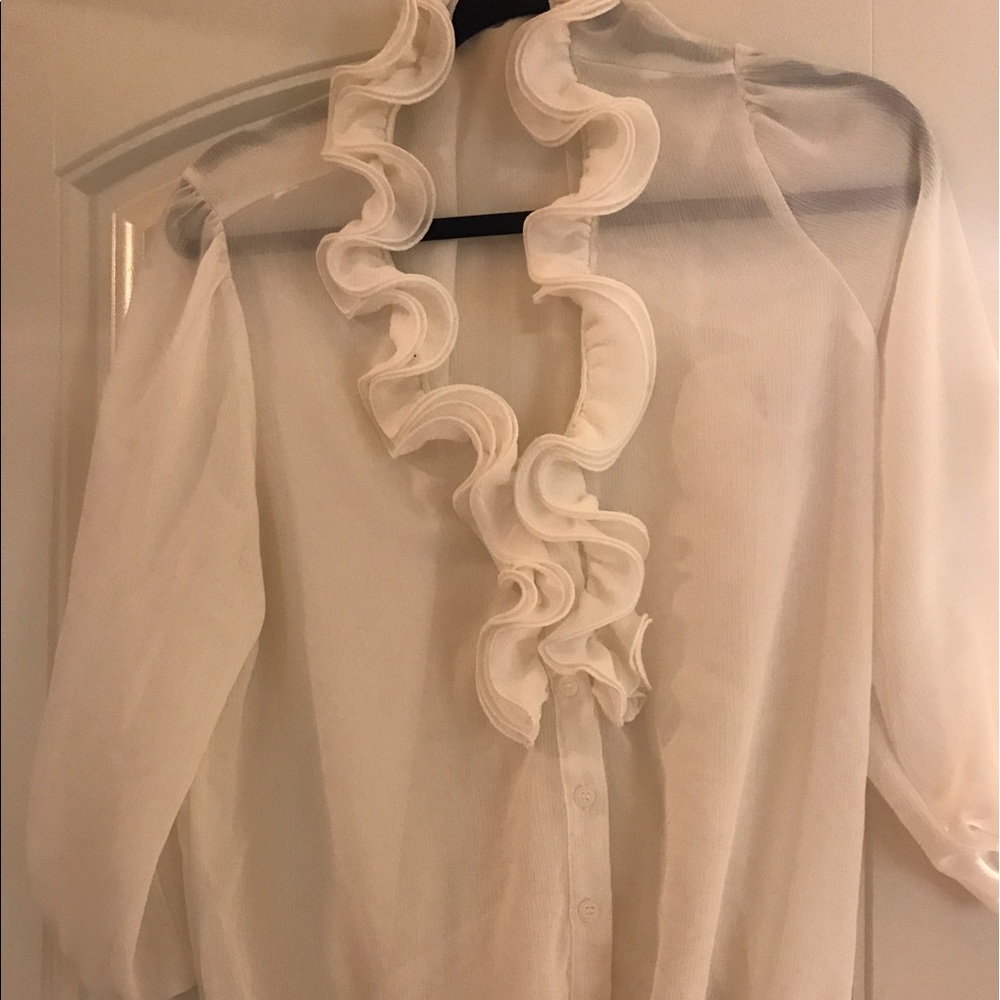 White Ruffle Top.