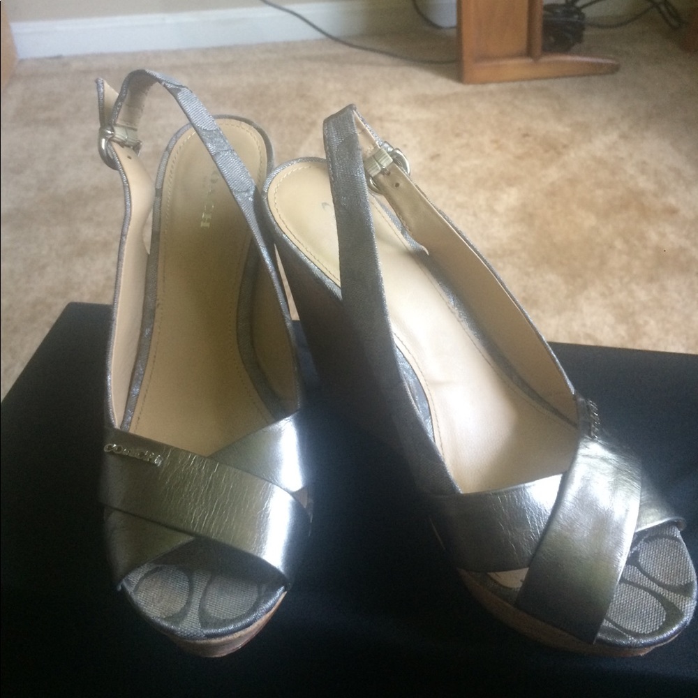 Silver/Cork Coach Wedges
