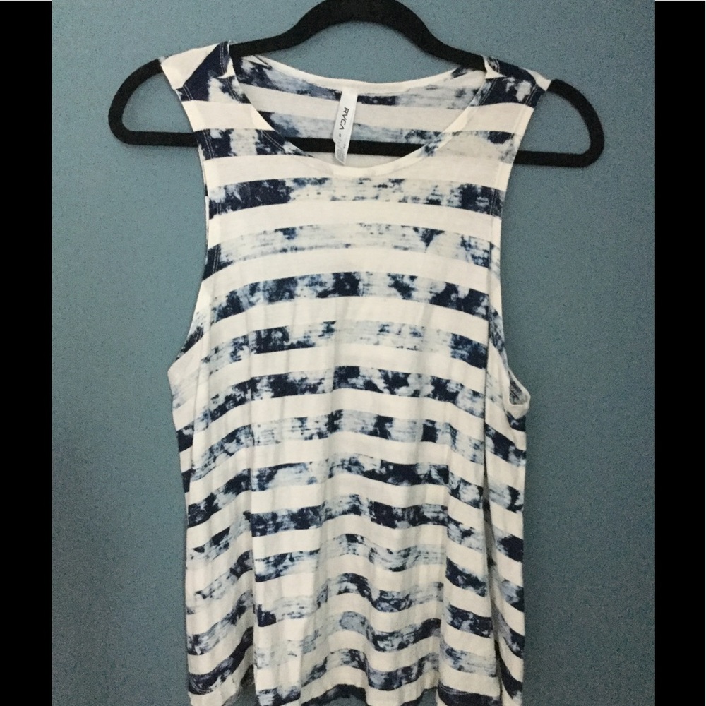 RVCA Tank Top Striped Distressed Pattern S