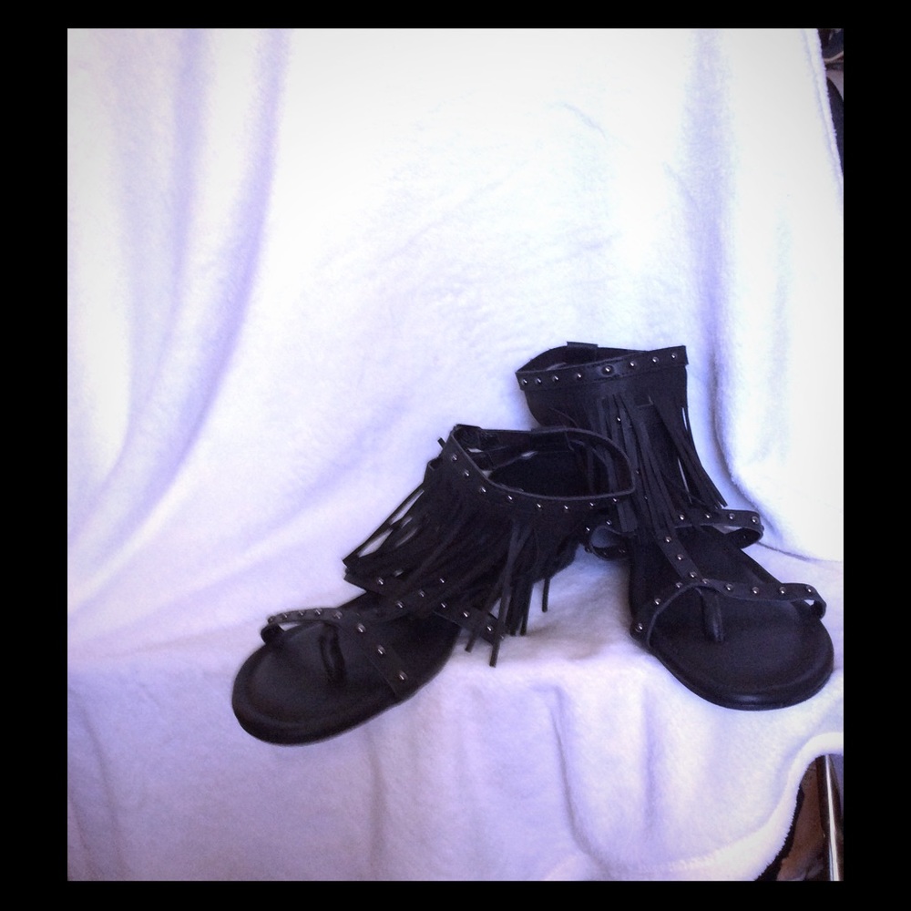 Torrid insider collection black fringe sandals