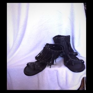 Torrid insider collection black fringe sandals