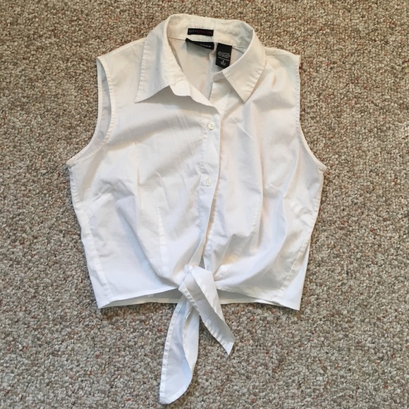 New York & Company Tops - White button down and tie tank top with collar