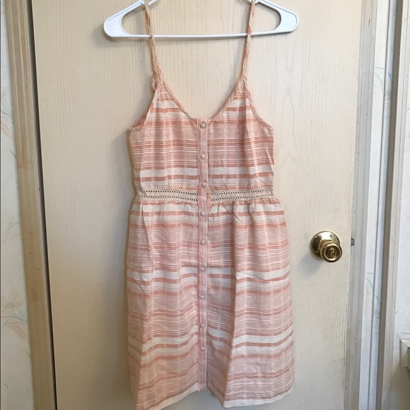 (Small & Medium) Peach Striped Button Down Dress - Picture 2 of 6
