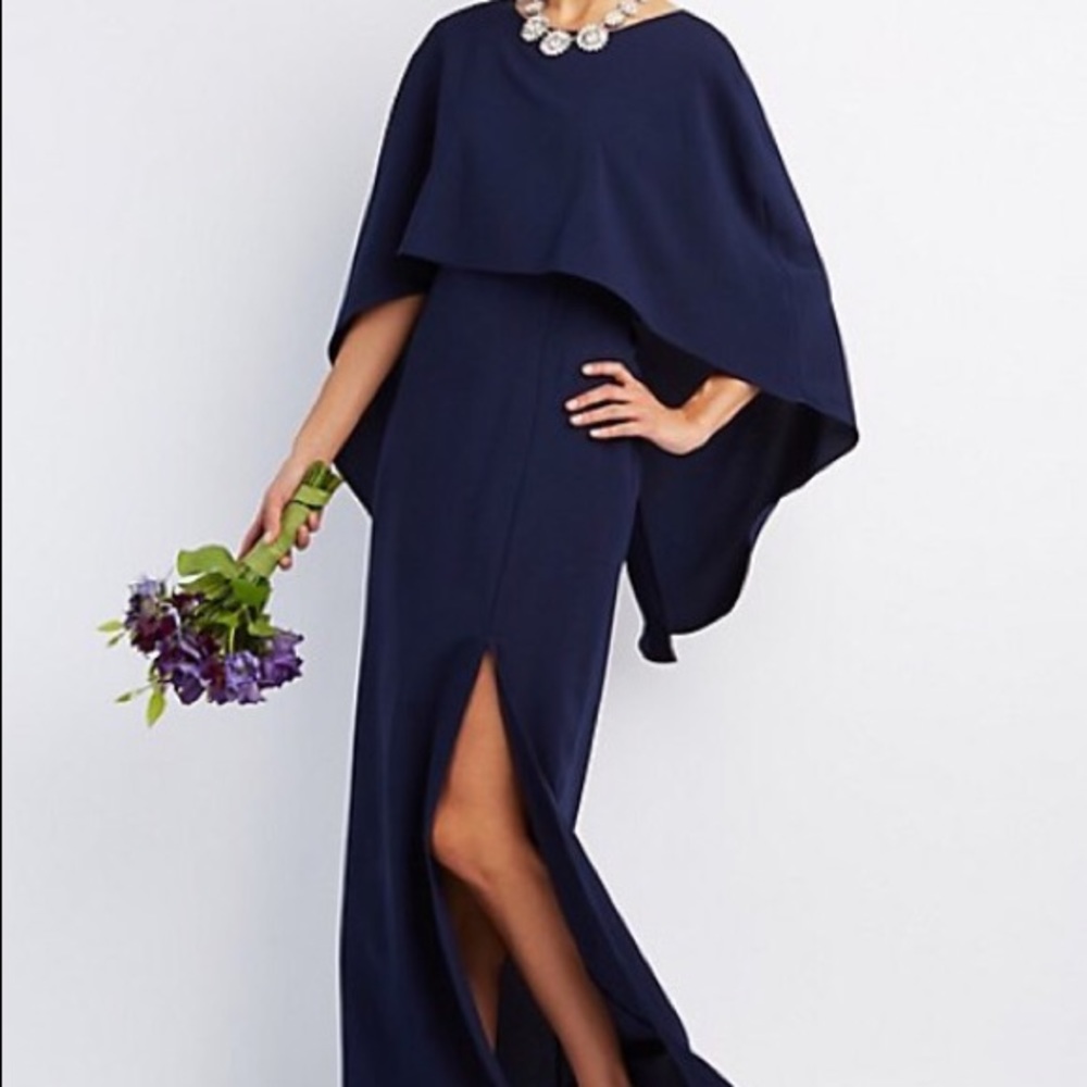 Large Navy Charlotte Russe Crepe Cape Maxi Dress