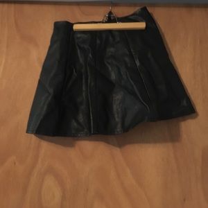 Black leather short skirt