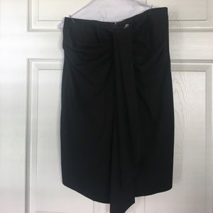 Black ruched front drape pencil skirt