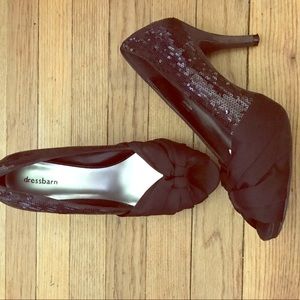 Black Sparkle Peep Toe Heels