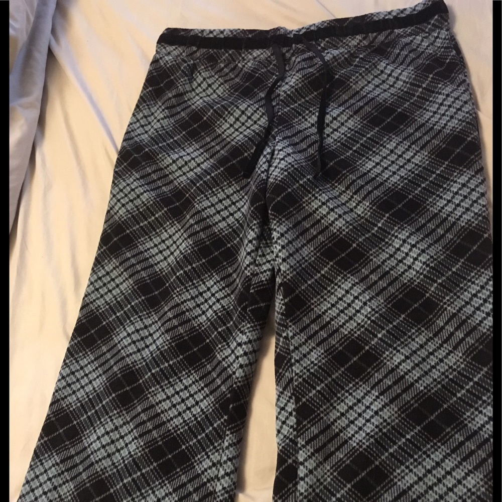 Black and Grey Plaid Fuzzy Pajama Pants