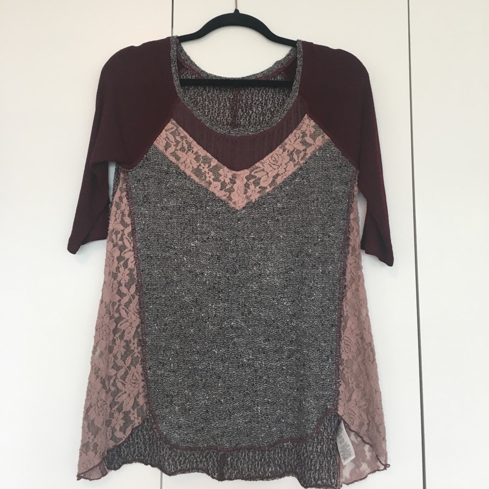 Free People Mixed Media Sweater