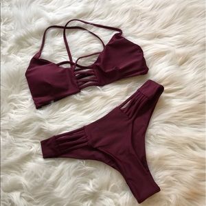Deep red maroon bikini 🔴💃🏽
