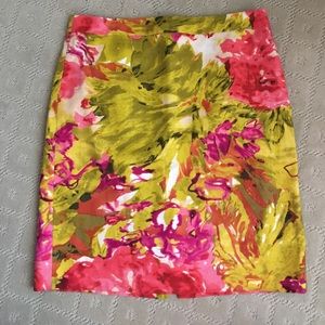 J.Crew Lined Floral Pink & Green Pencil Skirt 10