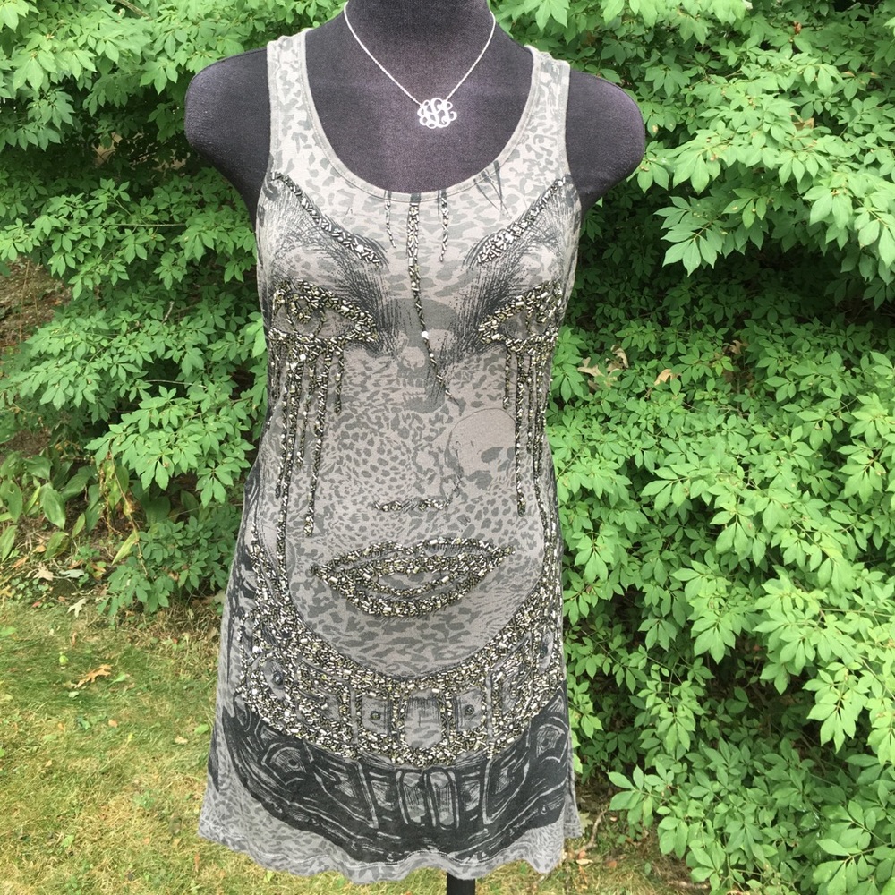 ๐HP๐Fun&Sexy gray beaded dress!! - Picture 1 of 8