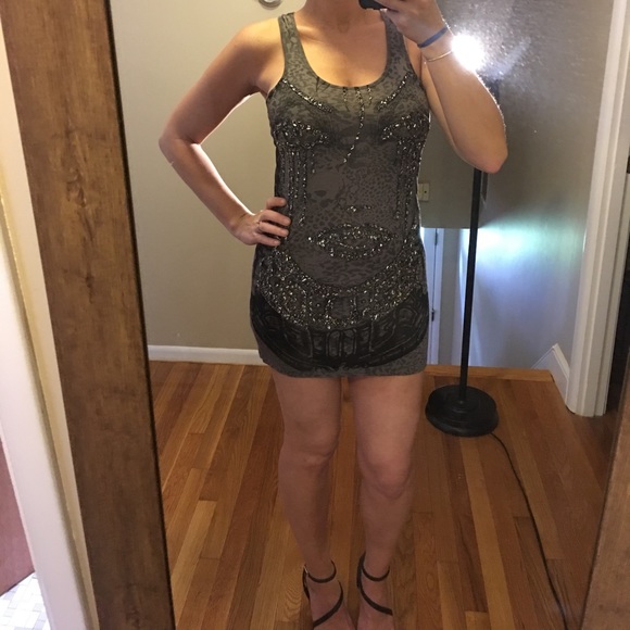 ๐HP๐Fun&Sexy gray beaded dress!! - Picture 4 of 8