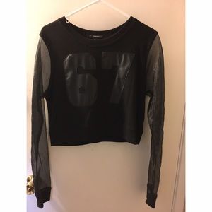 FOREVER 21 Crop Sweater with sheer sleeves