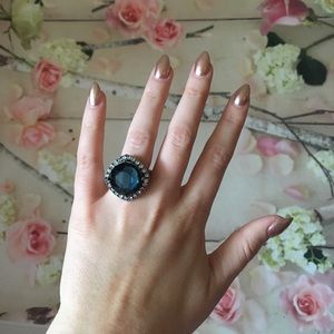 Navy oversized Cocktail Ring