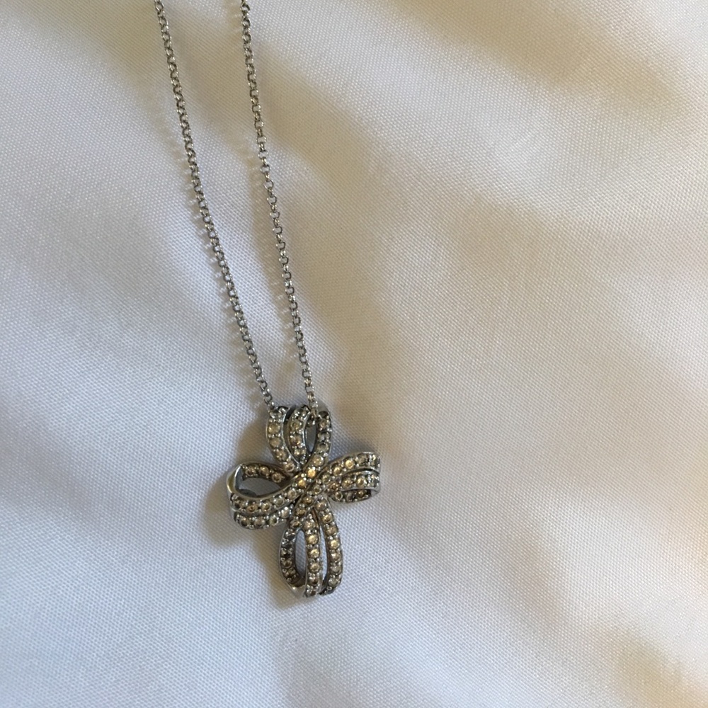 Sterling silver and CZ cross necklace