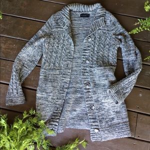 The limited black and white open front cardigan