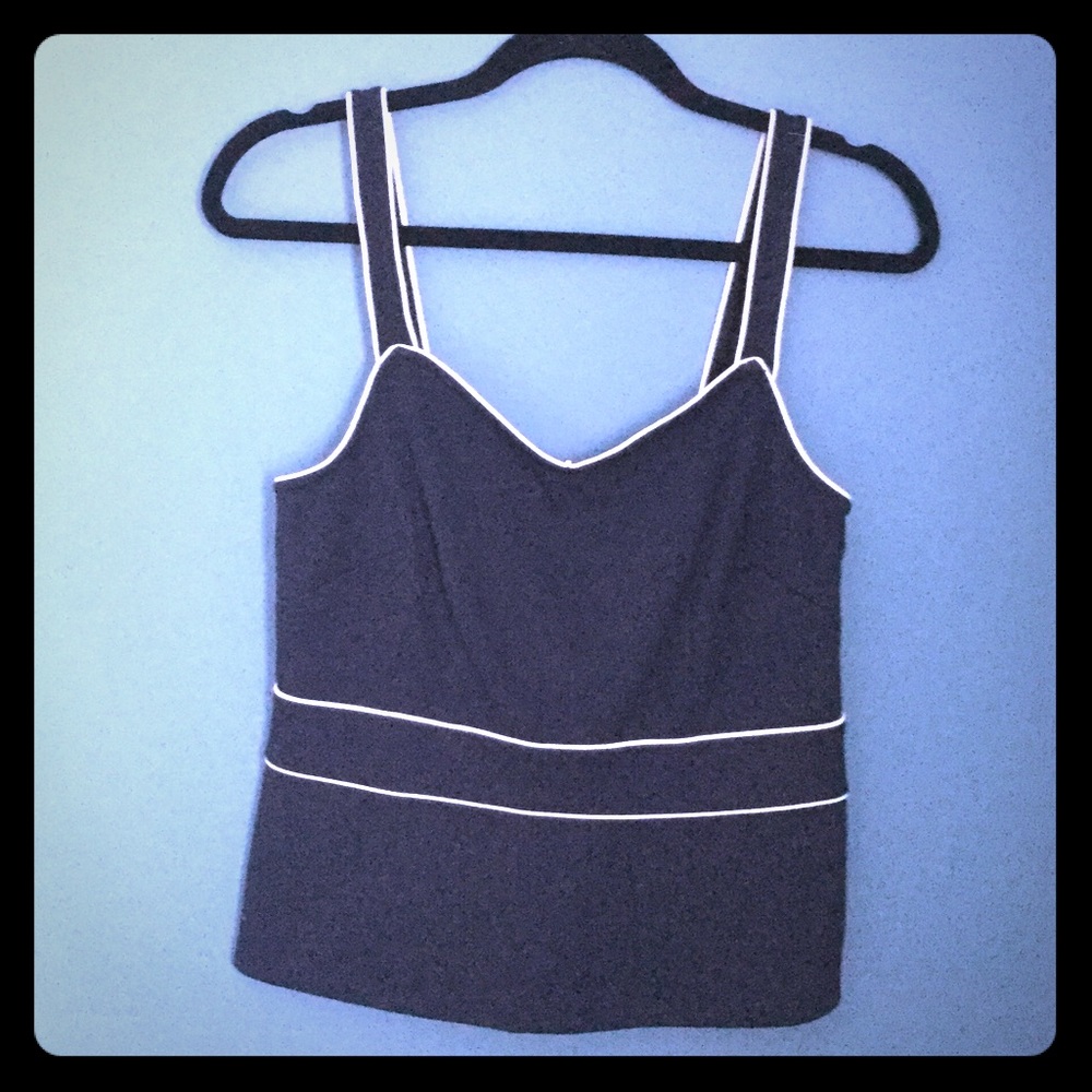 Ann Taylor Navy & White Tank Shell S Side Zipper