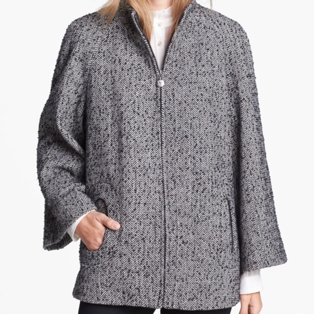 Betsey Johnson Black & White Herringbone Coat  S