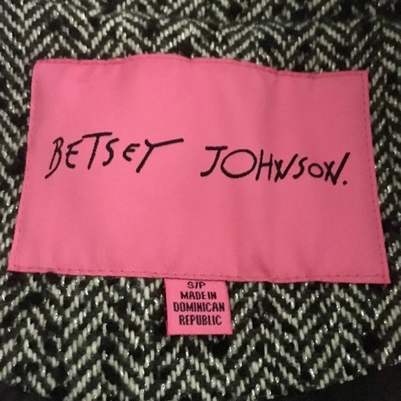 Betsey Johnson Black & White Herringbone Coat  S - Picture 6 of 8