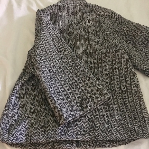 Betsey Johnson Black & White Herringbone Coat  S - Picture 7 of 8