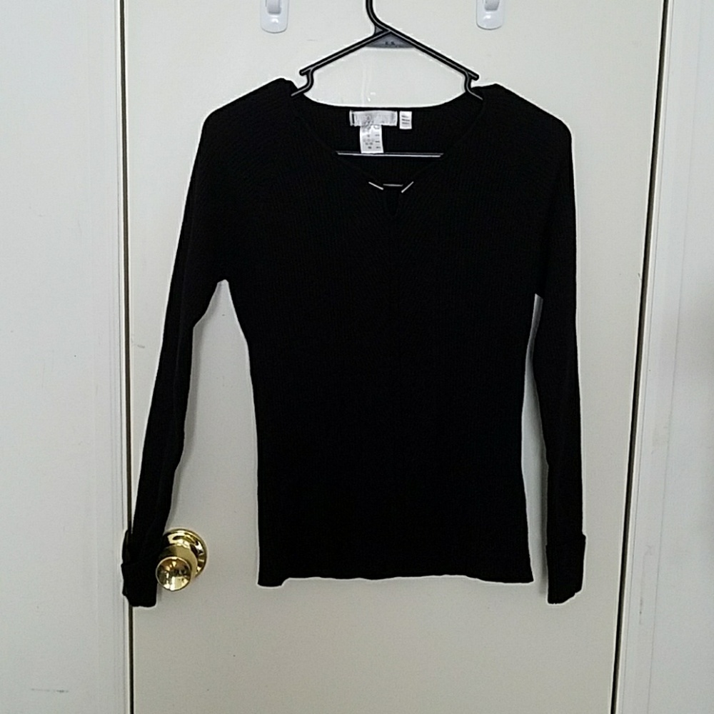Black ribbed sweater sz 10/12 (L)