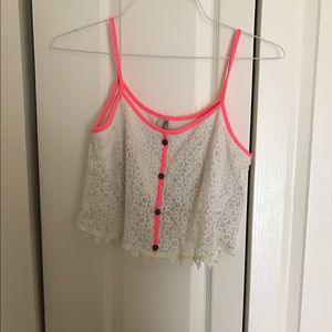 Off White & Neon Pink Tank Top