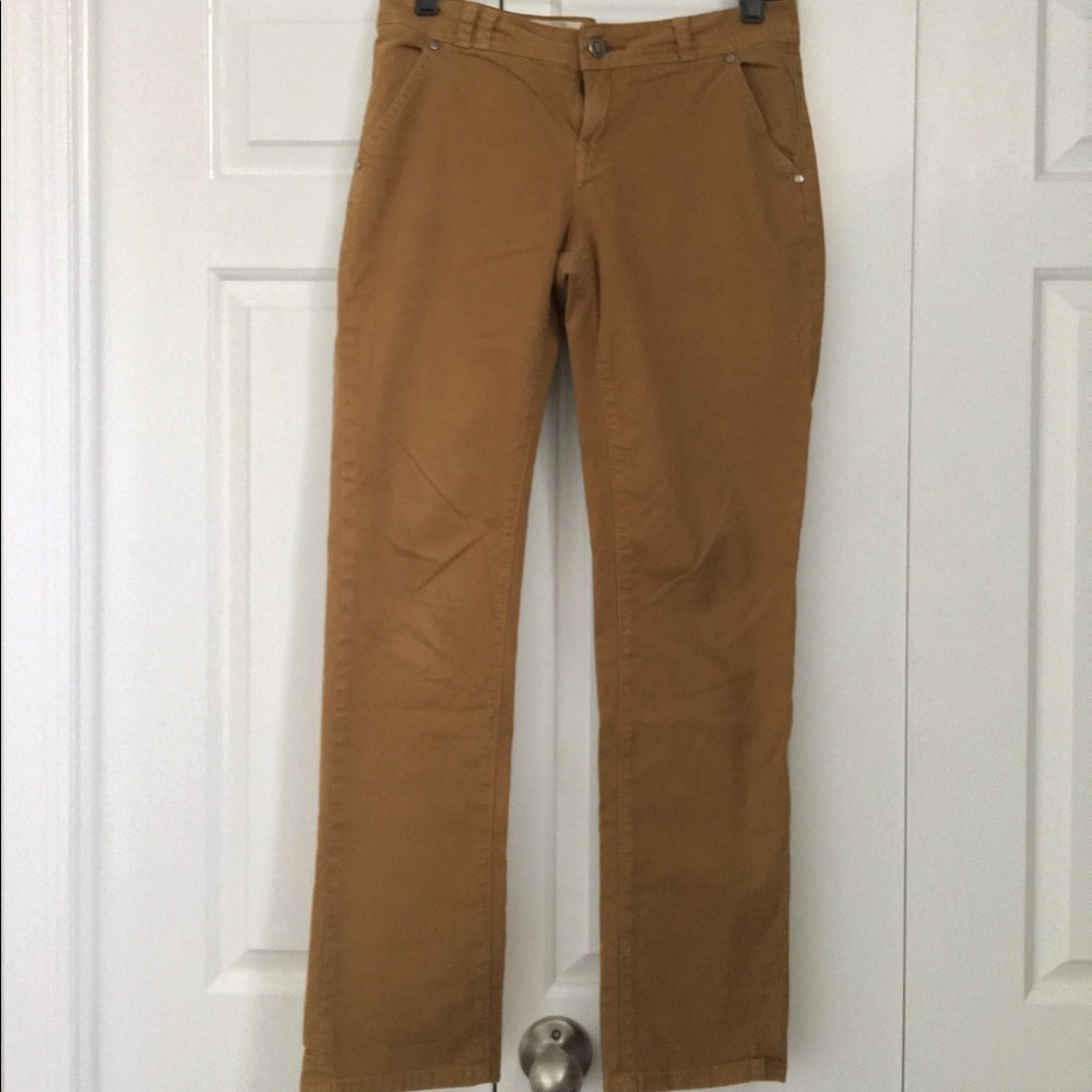anthropologie pilcro boyfriend camel chinos 26