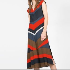Multicolor striped midi dress