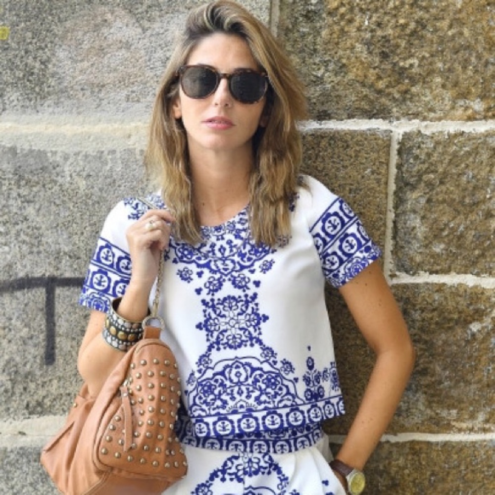 Porcelain Print Crop Top