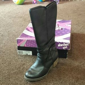 Women's black wide calf riding boots
