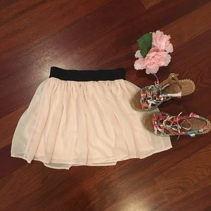 Forever 21 Beige / Black Skater Lined Skirt