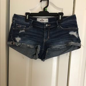 Hollister blue jean distress shorts