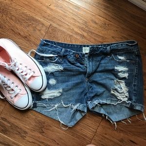 Distressed A+F Shorts