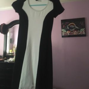 Two black one white striped dress