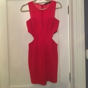 Red cutout body on dress: medium